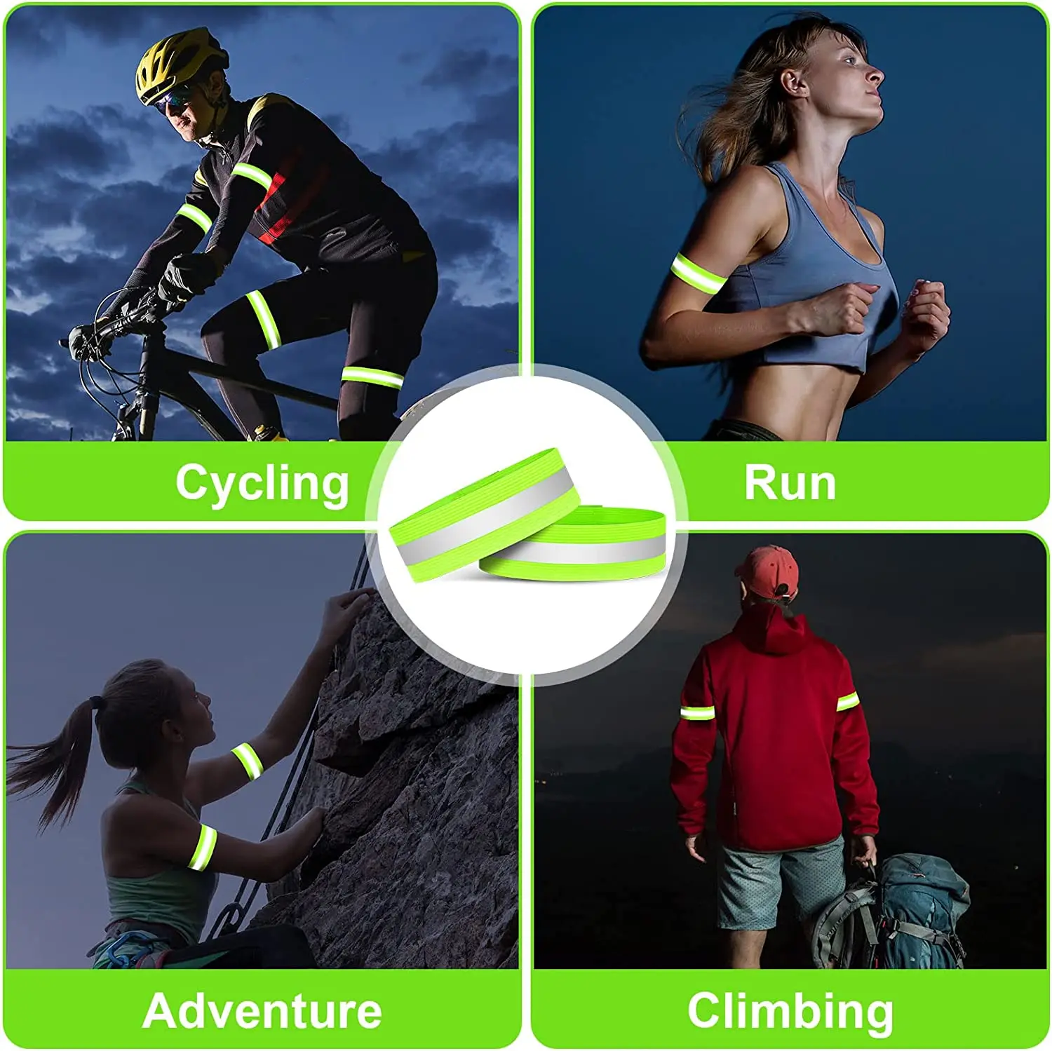 High Visibility Armbands Elasticated Ankle Bands Hi Vis Reflective Running Armbands Wristbands Reflector Strips Safety Bands reflective straps