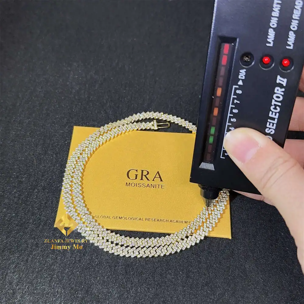 

5mm Width One Row Iced Out Man Jewelry Gra Certificates Pass Diamond Tester Vvs1 Moissanite Cuban Link Chain Necklace