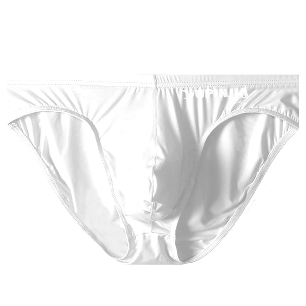 

Men's Sexy Ice Silk Underwear Low Waist Briefs With Pouch Panties For Enhanced Style White/Red/Black/Blue/Skin Color