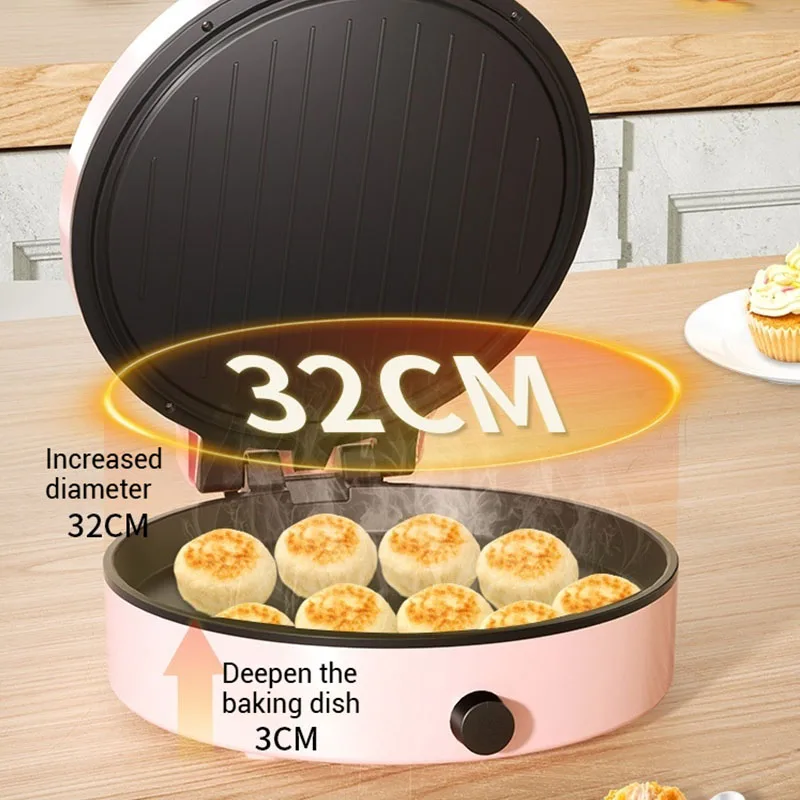 110V household hover non stick electric pancake pan suspended double-layer large capacity multifunctional pancake pot 3