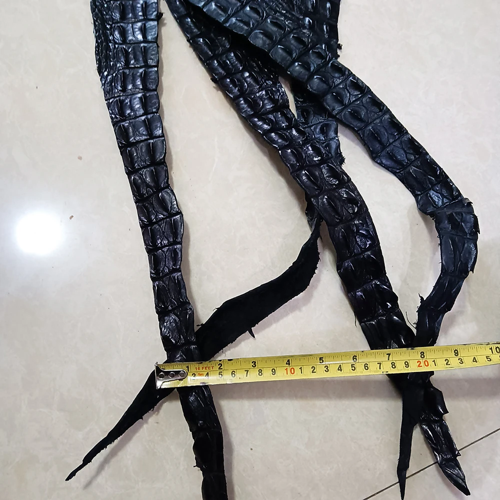 Leather Fabric Leather Material Handmade Leather Genuine Leather Crocodile Spine Material, Black Keychain, Pendant, DIY Leather Bag Accessories, Handmade