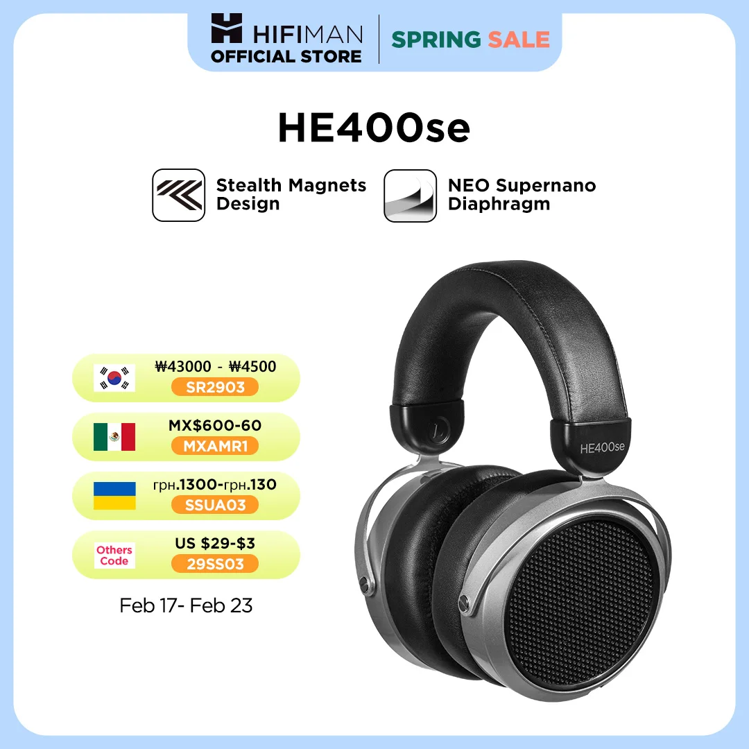 thumbnail image 1 of Auriculares con cable magnéticos planos abiertos de tamaño completo HIFIMAN HE400SE Stealth Magnets, 1 of 4