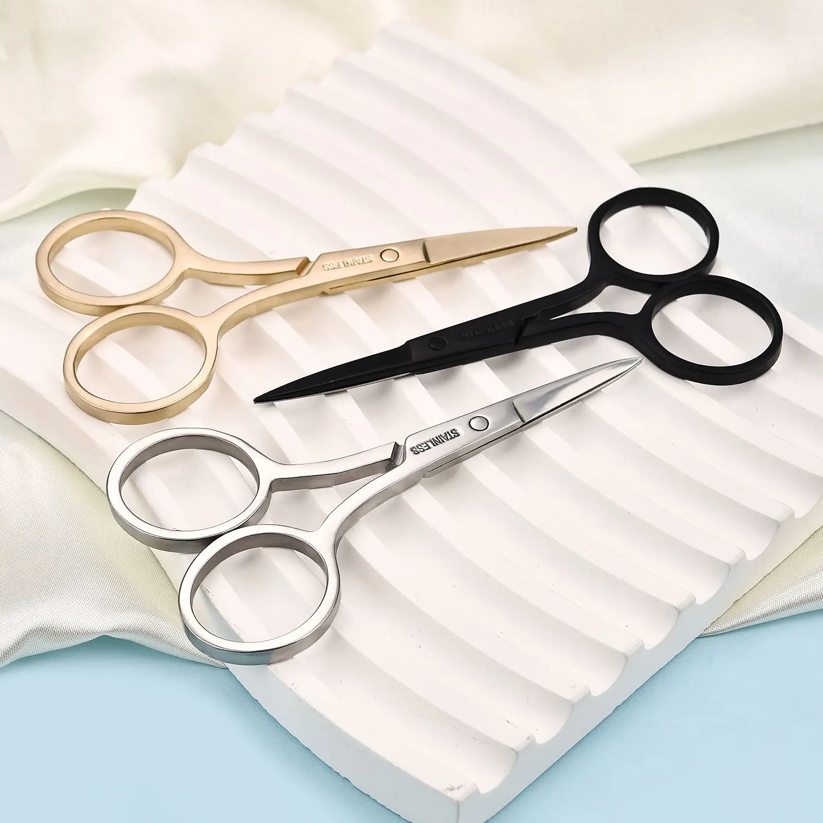Stainless-Steel-Sewing-Scissors-Eyebrow-Trimmer-Cocked-Tip-Beauty ...