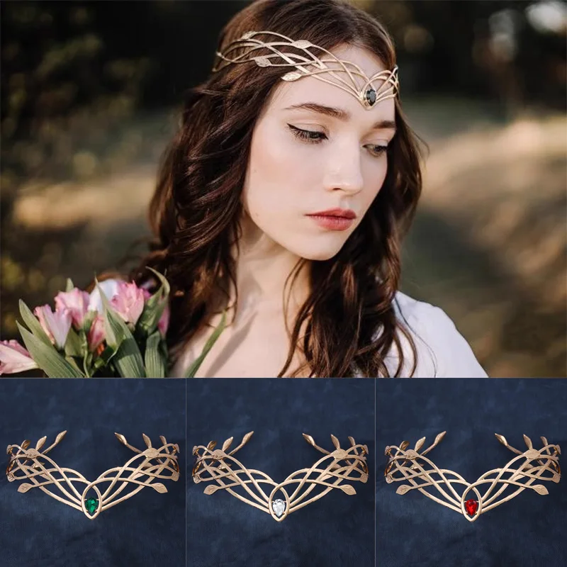 Vintage King round Elves Crown Tiara-Leaf Headband for Women And Men Bridal Hair Accessory Wedding Headwear Gift hair accessory,hair headdress,bridal headwear,hair band crown