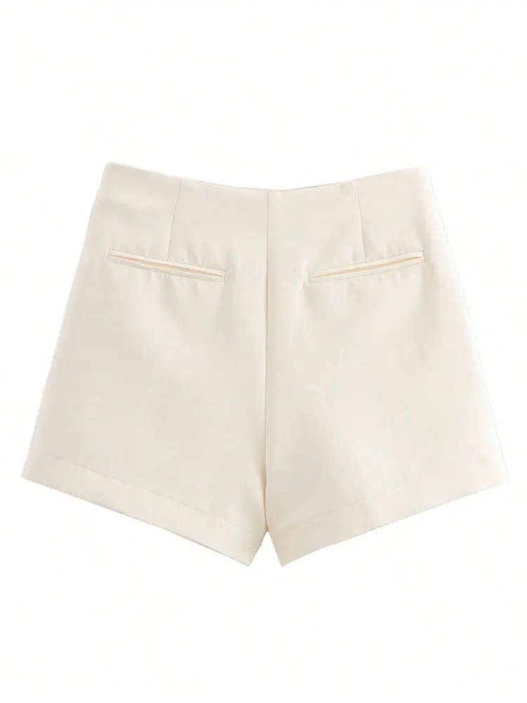 HH Summer Shorts Solid Color High Waisted Business Casual Basic Shorts Skirts Simple Fashion Office Outfits For Women