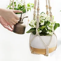 Gardening Plant Hanging Baskets Flower Pot Handmade Macrame Knotted Rope Flower Pot Bohemian Style for Home Balcony Decoration 3