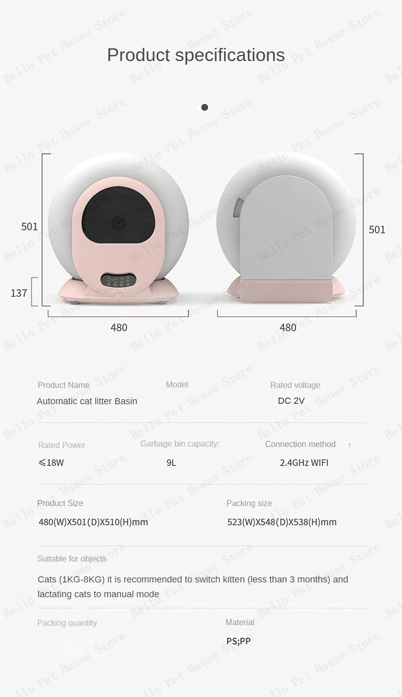 Litière pour chat automatique autonettoyante et anti-odeurs_voghion.com