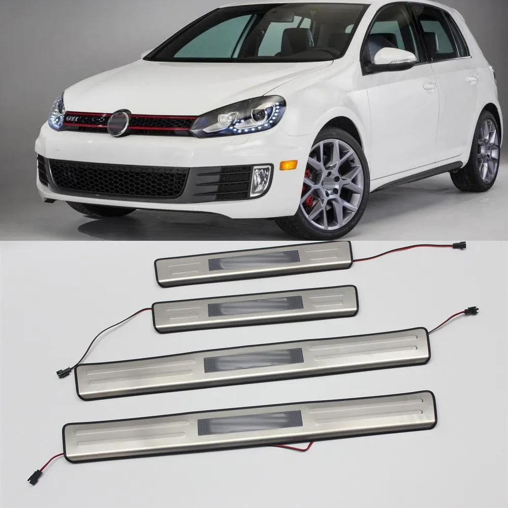 

Светодиодная Накладка на порог из нержавеющей стали, защитная Накладка на порог для VW VOLKSWAGEN Golf 6 MK6 R GTI