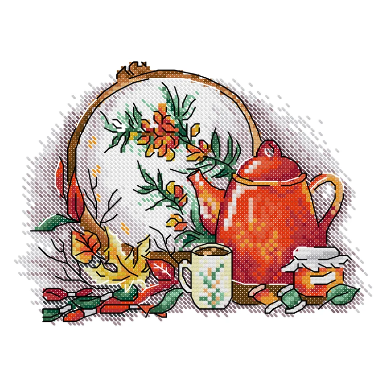 Joy Sunday Cross Stitch Cross Stitch and Afternoon Tea in Four Season Printed Embroidery Kits Set Crosstitch Kit cross stitch kit
