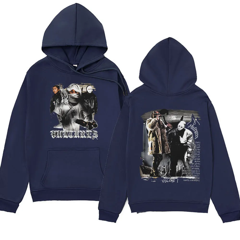 Rapper Kanye West Vultures Music Album Hip Hop Hoodies Men's Women's Fashion Oversized Hooded Sweatshirts Streetwear Pullover