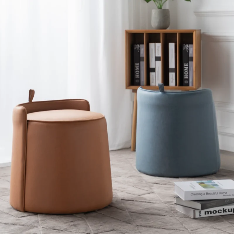 

Nordic Sofa Stool Light Luxury Leather Stool Pier Creative Living Room Stool Household Entry Shoe Stool Makeup Stool