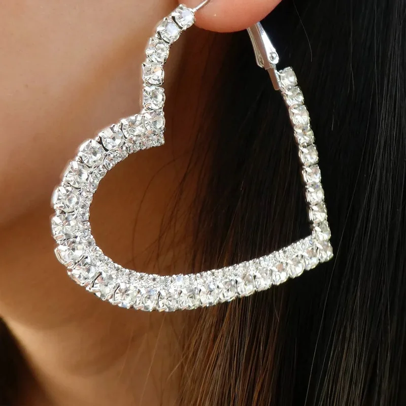 Heart-Shaped Earrings Crystal Women's