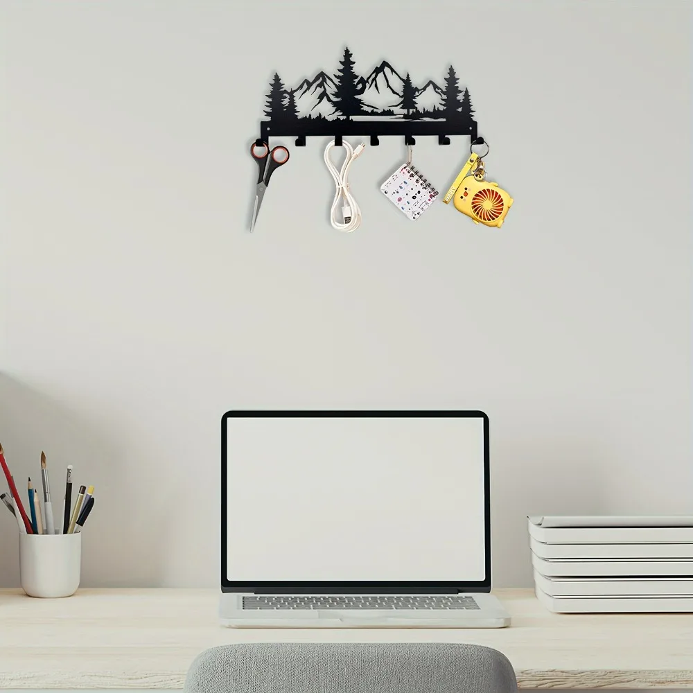 Fashionable Metal Key Hook Rack - Easy Install Wall Mount Organizer for Keys, Coats, Towels and Purses - Bathroom Accessory 5