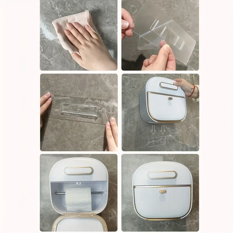 공간 절약형 방수 벽걸이 변기 용지 거치대: 자체 접착, 내구성 플라스틱, 추가 보관용 내장 서랍