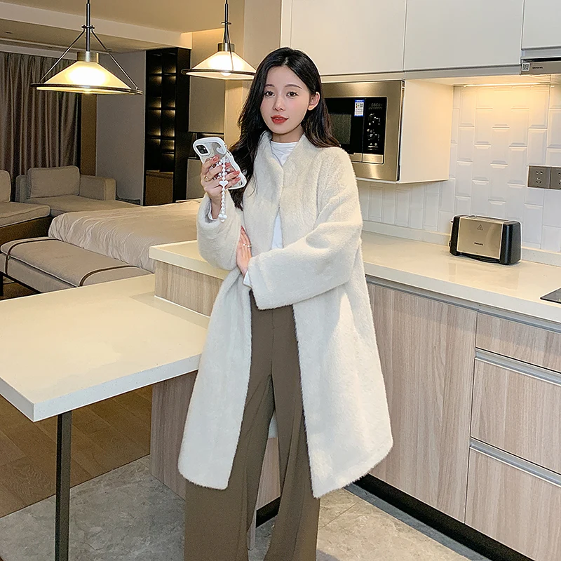 Faux Fur Coat for Women Long Plush Coat Casual Winter Jacket  Artificial Fur Coat Female Clothing Solid Overcoat