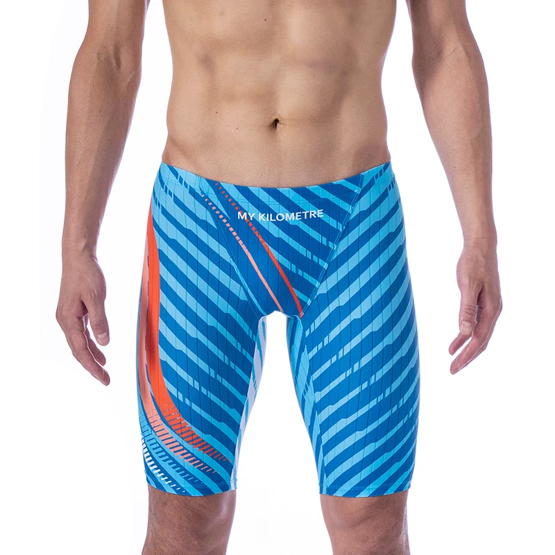 MY KILOMETRE Mens Swimsuit Jammer Endurance Athletic Training Swimsuit Racing Swimming Trunks Shorts Swimwear Men Swim Jammers
