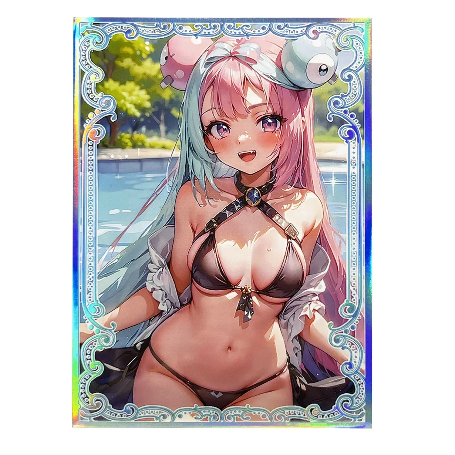 60pc/bag Cute Girl Standard Size Holographic Card Outer Foil Sleeves Protector PKM/MGT Trading Card Rainbow Laser Cover 67x92mm 2