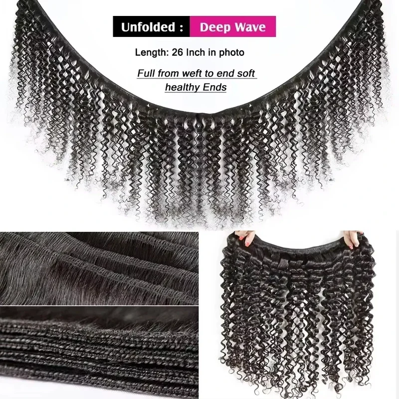 30 40 Inch Curly 3 4 Bundles Loose Wave Weave Bundles Human Hair Bundles Deep Wave Human Hair Raw Hair Extensions Double Weft