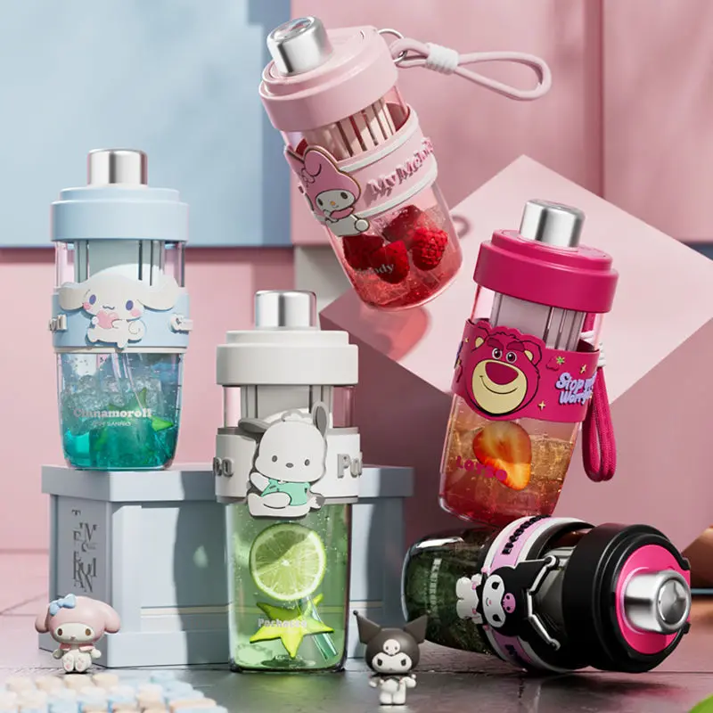 

Sanrio Animation My Melody Cinnamoroll tea separation cup high-value plastic cup portable kettle female student straw cup gift