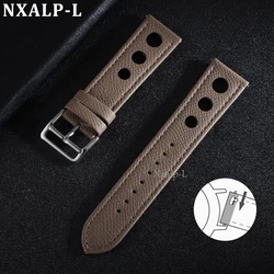 Breathable Porous Leather Watch Band - Sports Business Bracelet - 22mm (Coffee)