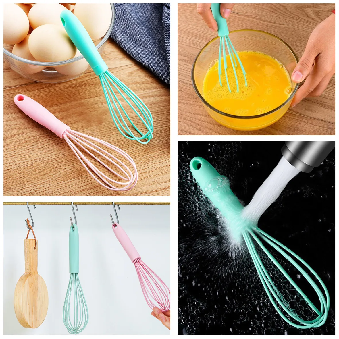 5 Pack Mini Silicone Whisks Small Hand Whisk Rubber Cooking Whisk Stainless  Steel Non Stick Kitchen Whisk Gadgets - AliExpress