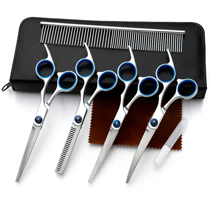 Professional Dog Grooming Scissors with Safety Round Tips Heavy Duty Titanium Stainless Steel Up-Curved Pet Grooming Scissors hairdressing scissors dog grooming scissors hair trimmer scissors