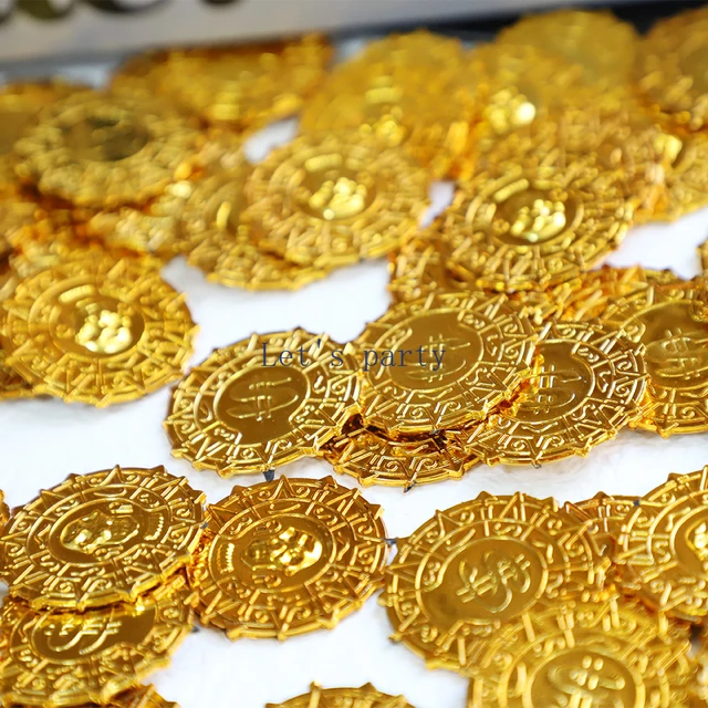 100 Pièces Pirate Pièces D'or Et Bijoux De Pierres Précieuses Party Décoration Jouet Grande