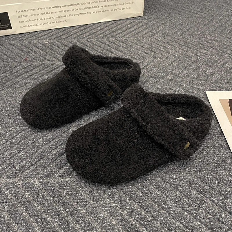 🩴 Winter Cotton Drag Outside Flat Fluffy Slippers