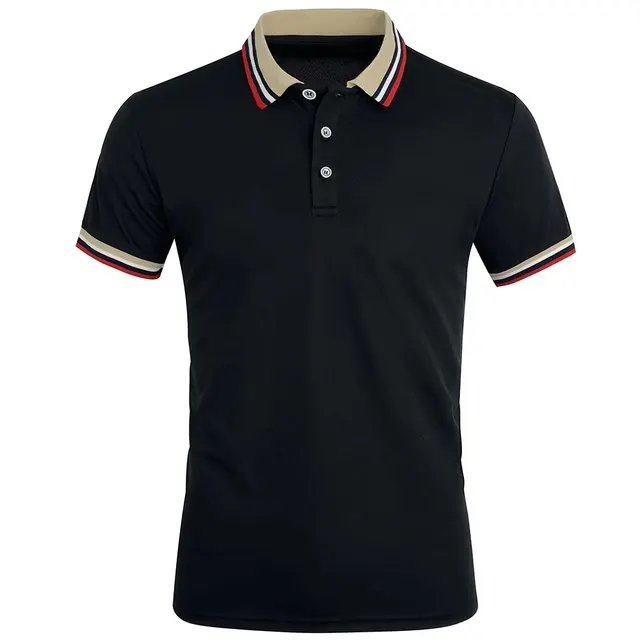 Polo Rayé à Manches Courtes en Coton Respirant pour Homme, Vêtement Décontracté de Couleur Unie, de Haute Qualité, de Marque, à la Mode, pour Bureau, Été 1