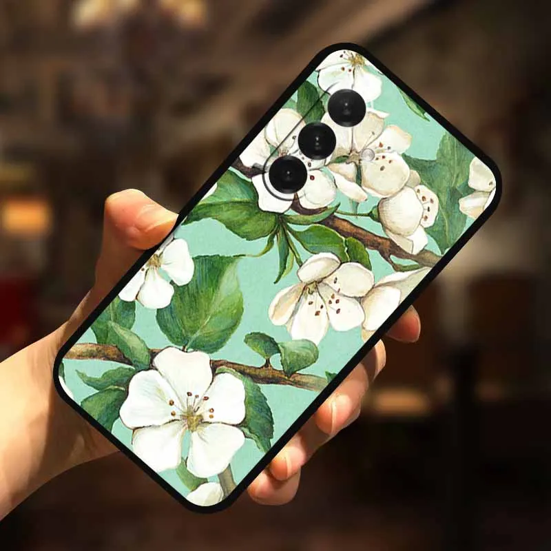3D Flower Soft Relief Emboss Silicone Back Cover TPU Protector