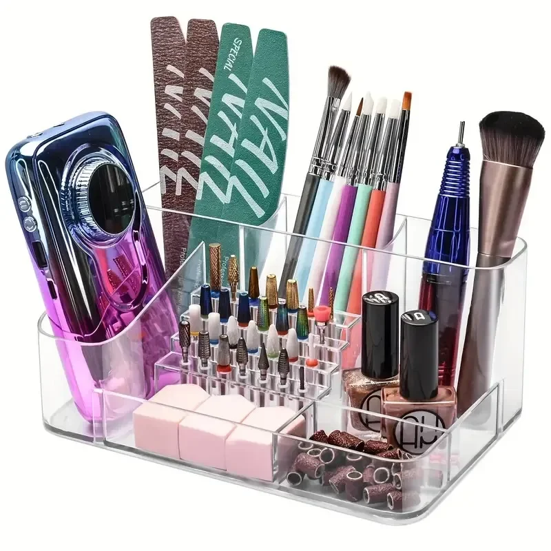 Nail Drill Holder 28 Holes Nail Drill Machine & Bits Storage Box Nail Drill Machine & Bits Storage Box for Nails Tools Organizer