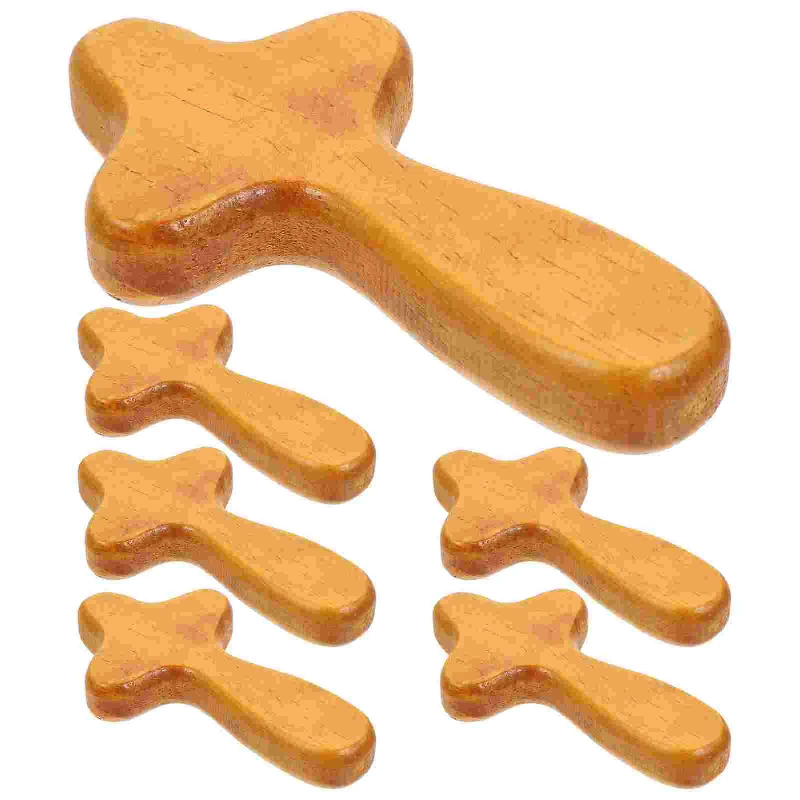 

6pcs Prayer Wooden Crosses Desktop Small Cross Holding Cross Christian Catholicism Cross