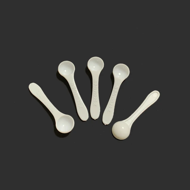 Micro Spoons 1 Gram Measuring Scoop Round Bottom Mini Spoon 50pcs - White