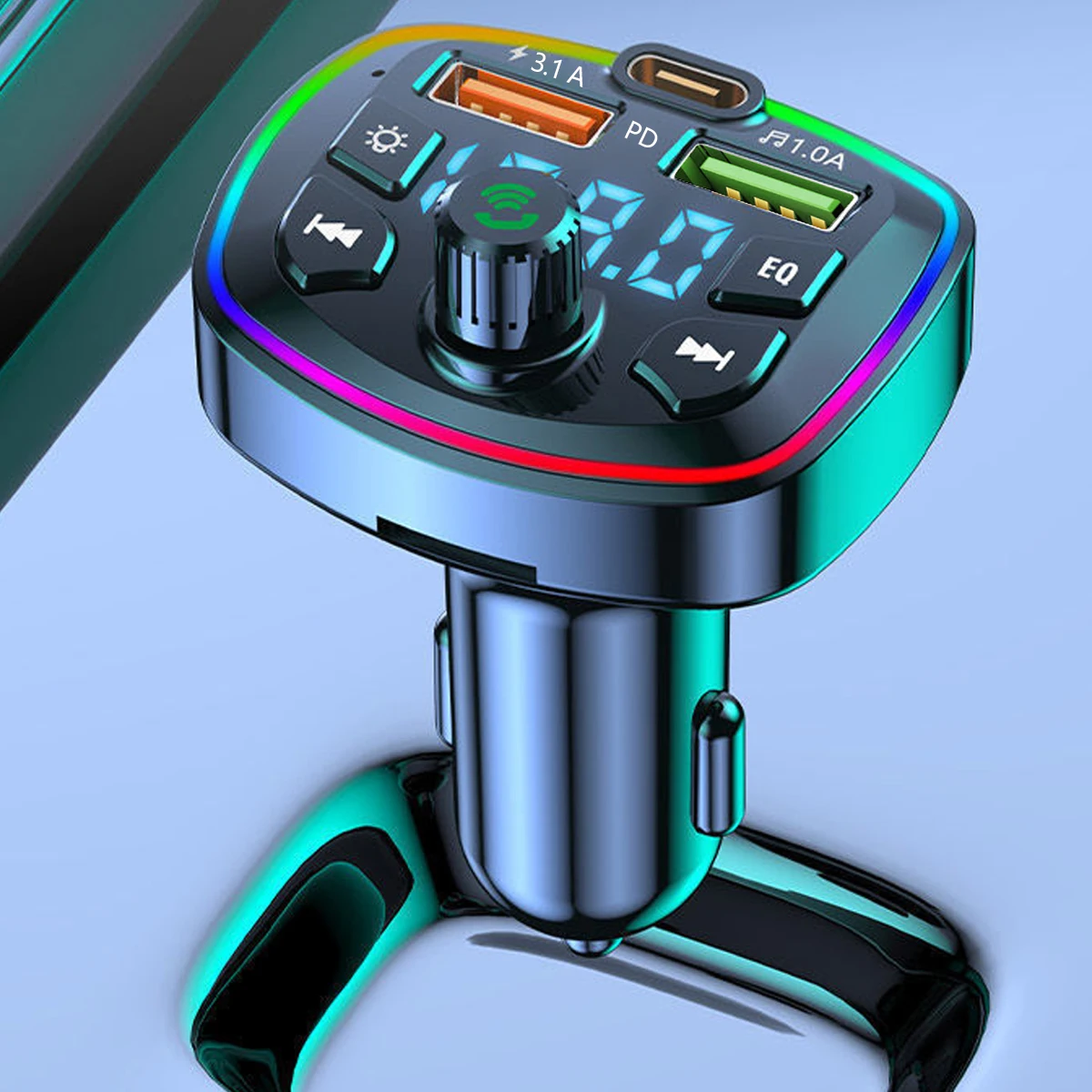 Black ABS Car Bluetooth MP3 Player with Dual USB Fast Charging
