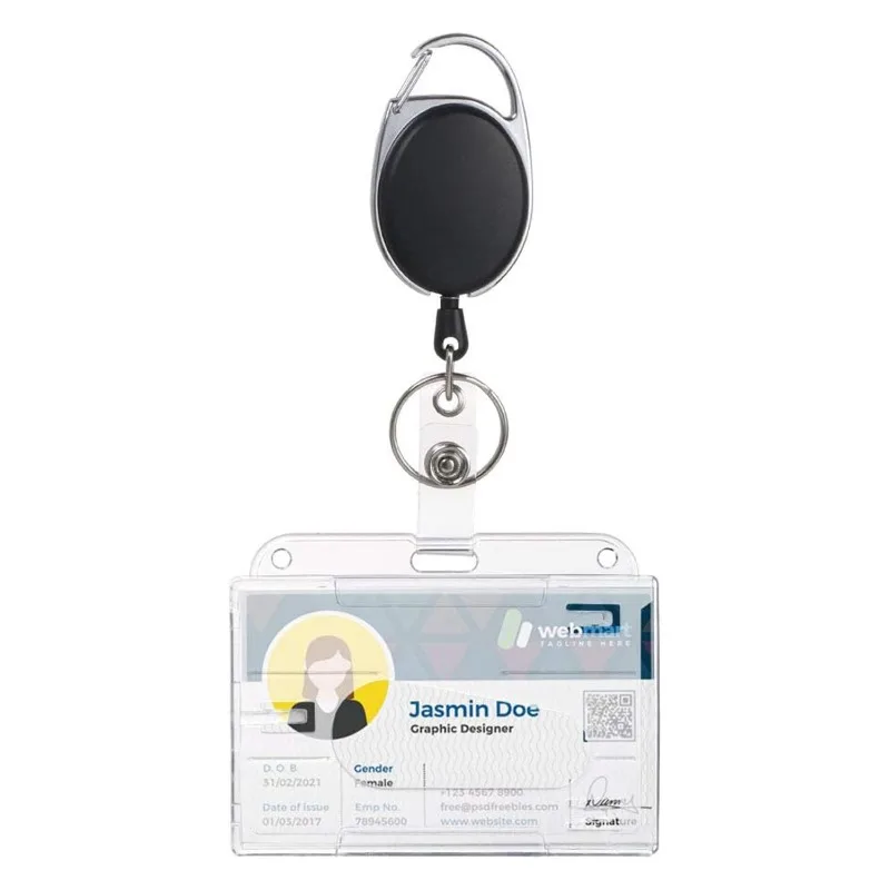 

Zinc Alloy Retractable Key Ring ID Tag Name Badge Holder Translucent Student Office Certificate Pc Card Holder Id Strap Holder
