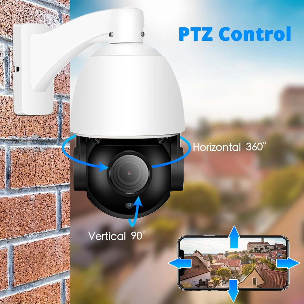 Outdoor HD 4K IP POE AI Auto Tracking PTZ Dome Camera 8MP 30x Zoom