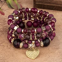 New Acrylic Beads Chain Bracelet Set For Women Tree Of Life Charm Elastic Bangle Female Bohemian Jewelry Accessories 6