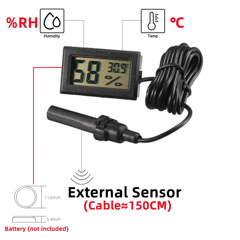 Buy Wholesale China Digital Lcd Indoor Convenient Temperature Sensor  Humidity Meter Thermometer Hygrometer & Meter Thermometer Hygrometer at USD  2.38