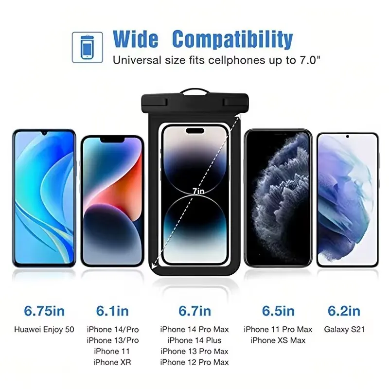 Swimming Waterproof Phone Pouch Cellphone Dry Bag Case Underwater Phone Protector PV Cover IPX68 for Kayaking, Beach, fishing