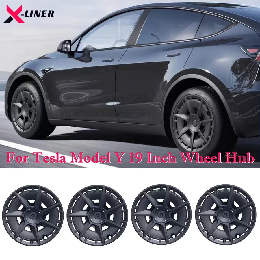 

4PCS Tesla Model Y 19 Inch Wheel Hub Caps ABS Hubcaps for Tesla Model Y Wheel Cover Replacement Sporty Rim Protector