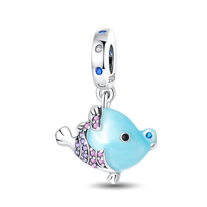 WOSTU 925 Sterling Silver Ocean Blue Dreamland Charms Opal Jellyfish Betta  Fish Pendant Fit Original Bracelet Jewelry Accessory – the best products in  the Joom Geek online store