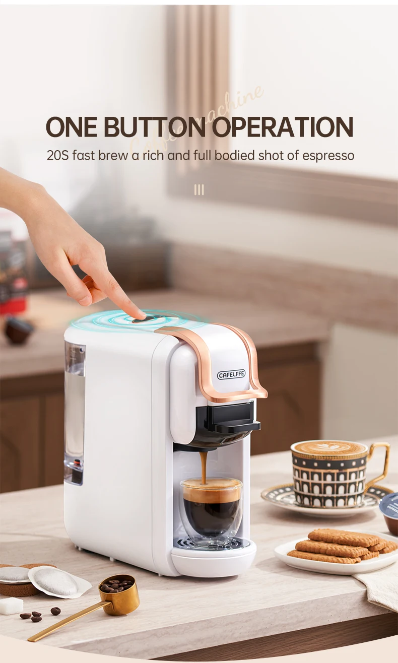 Cafelffe Multiple Capsule Coffee Machine 4 in 1 Hot/Cold DG Cappuccino Nes Small Capsule ESE Pod Ground Espresso Cafeteria 19Bar