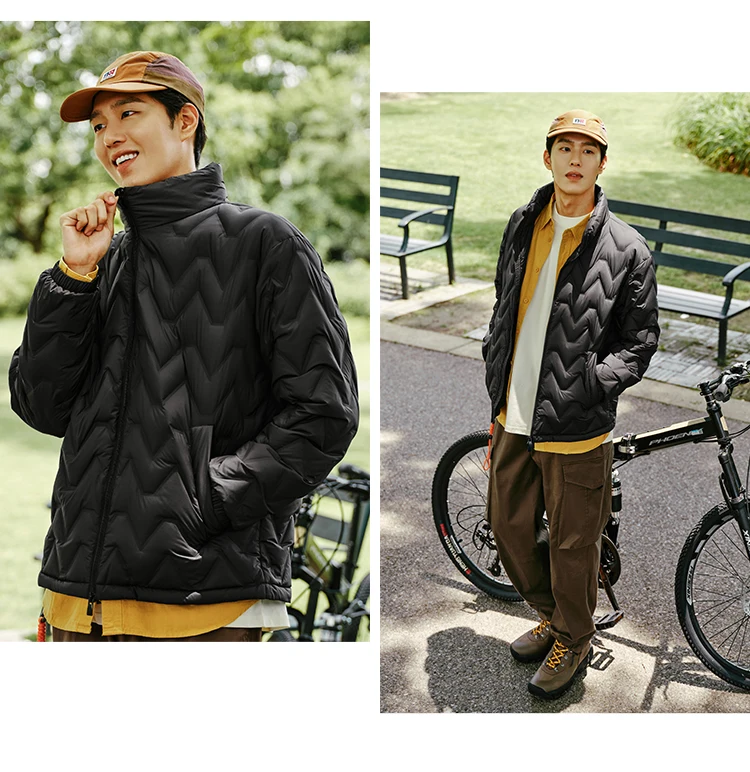 Chaqueta de plumón para hombre, impermeable, cálida, de cuello, para uso diario, nueva, de invierno, versátil, de color sencillo.