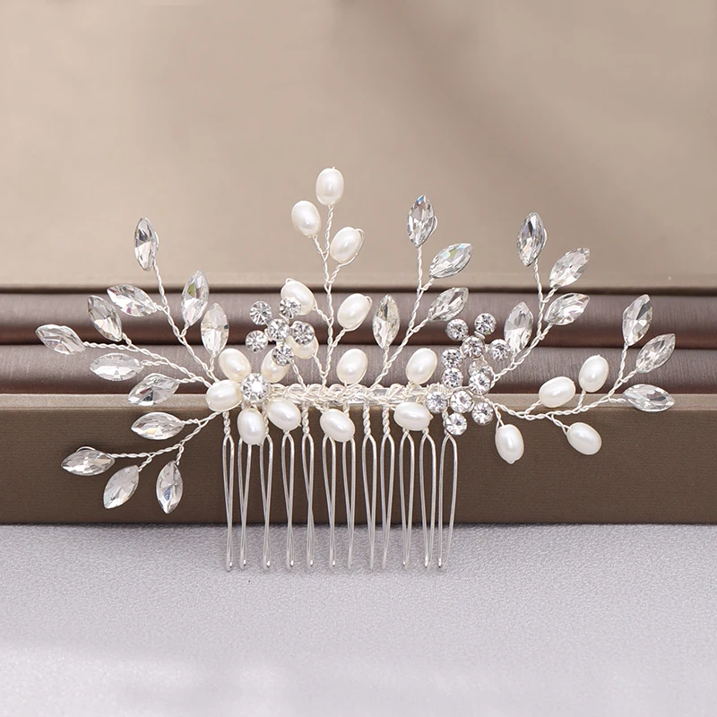 2 Pettini Per Capelli Da Sposa Con Strass Argento - Fiori In Cristallo, Accessori Per Damigelle - 2