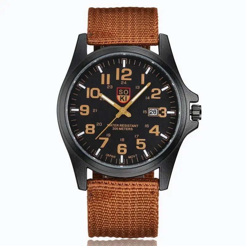 Mens Watches Unisex Military Sport Nylon Strap Stylish Fashion  Analog Quartz Watches for Men Waterproof Army Casual Wristwatch