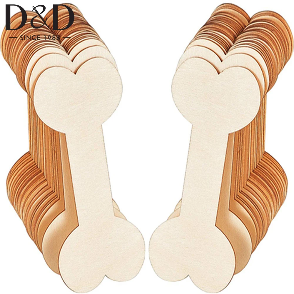 

10Pcs/Set 3mm Wood Dog Bone Cutouts Unfinished Wood Dog Bone Plain Bone Shaped DIY Projects Crafts Home Decoration