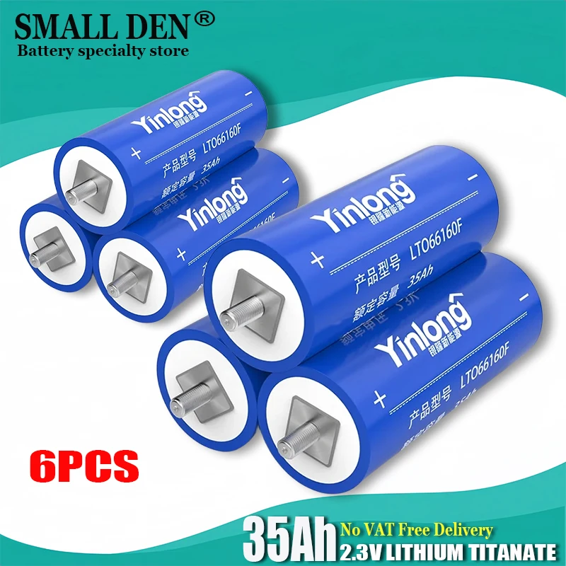 

6PCS 2.3V 35Ah battery original Yinlong LTO66160 10C discharge DIY 12V 24V low temperature resistant lithium Titanate batteries