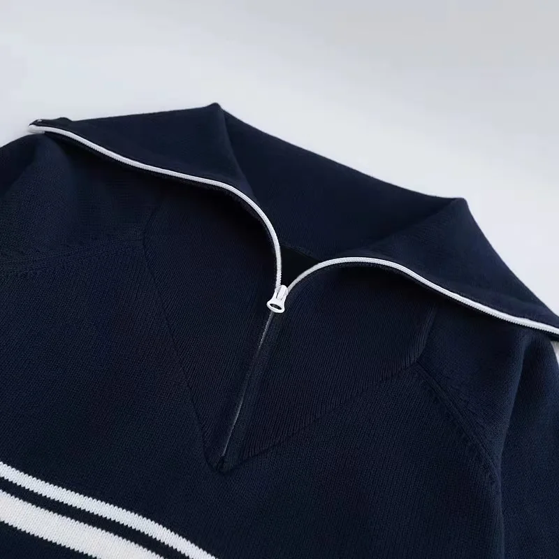 Spring New Product Golf Ladies Outdoor Sports Jacket Fashion lapel Collar Pure Cotton Pullover Versatile Half Zipper Knitted Top