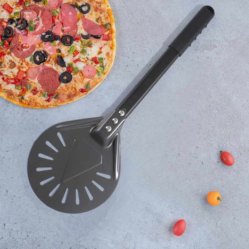 

Pizza Turning Peel Pizza Turner Restaurant-Grade Aluminum Perforated Pizza Peel Metal Outdoor Pizza Oven Accessories