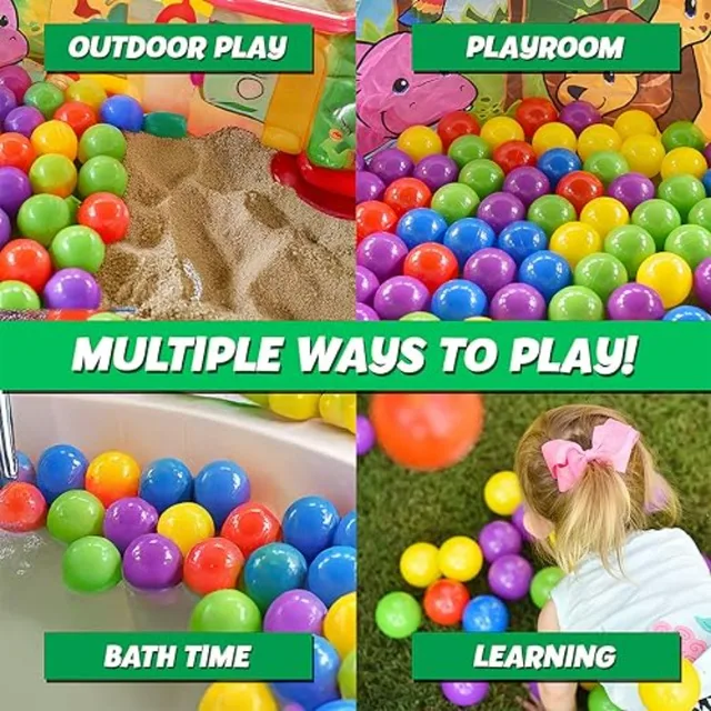 200 Premium Crush-Resistant Play Balls for Ball Pits Non-Toxic, BPA and Phthalate Free Vibrant Assorted Colors with Zippered St